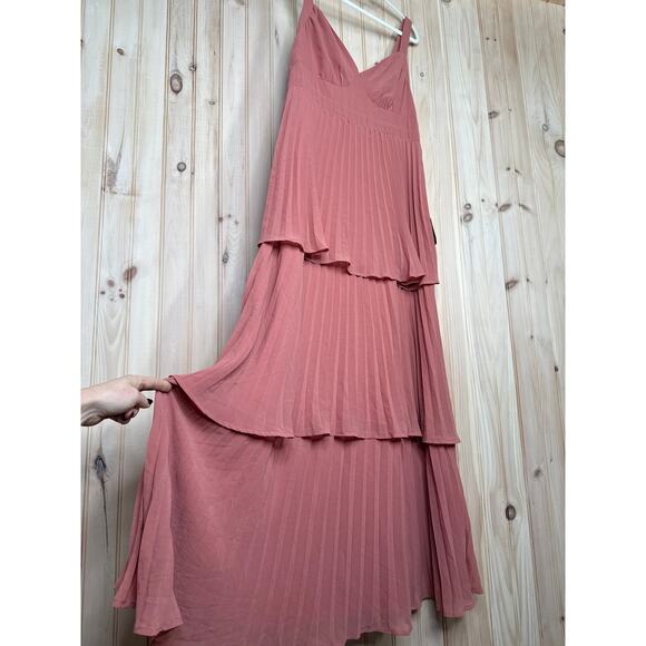 NWT Lulus Luxe Perfection Rusty Rose Pleated Tiered Backless Maxi Dress Sz XXL - Picture 6 of 9